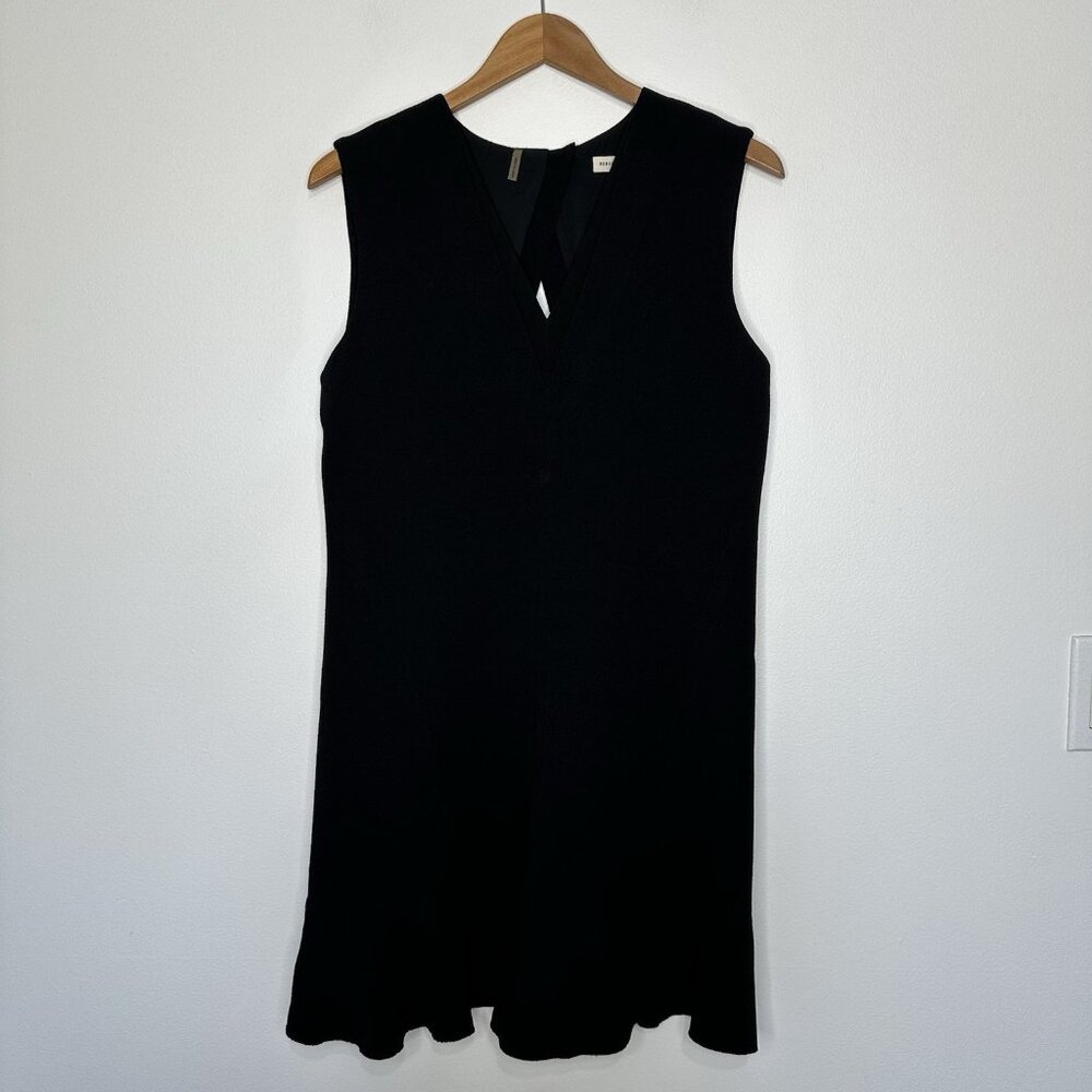 Rebecca Taylor Ruffle Hem Dress Size 6 Black Sleeveless Cutout Back